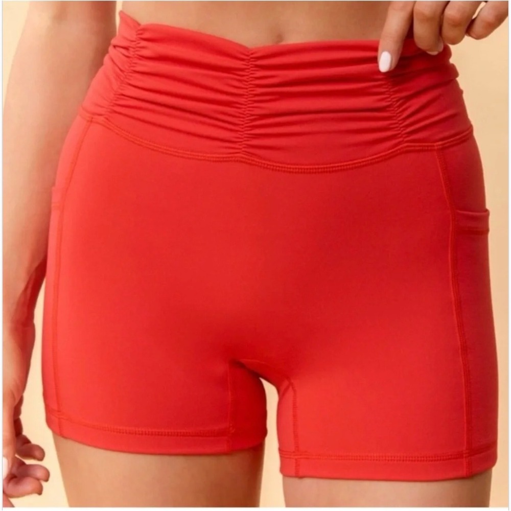 Blogilates Ruched Waist Short Womens 3X Red Athletic Gym Yoga NWT